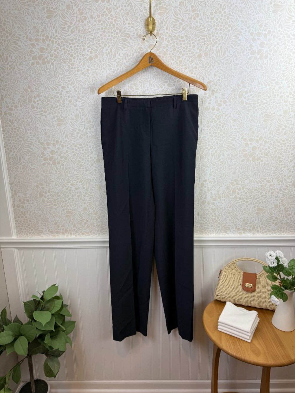 HUGO BOSS Women's Navy Wool Blend Tailored Dress Pants - Size - 6